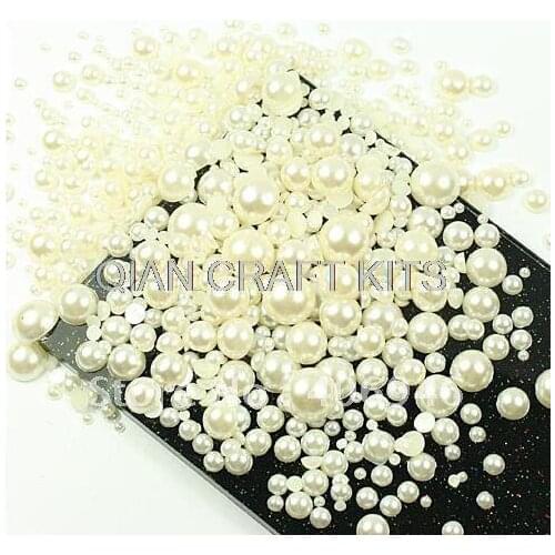 8000pcs white or ivory flatback loose pearl pearlized beads mixed sizes 3mm to 10mm wholesale for diy