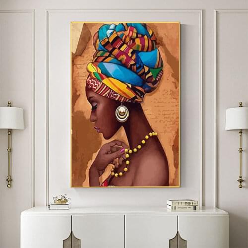 African Woman Printed Canvas 11CT Cross Stitch DIY Embroidery Kit DMC Threads Needlework Handiwork Hobby Handicraft Stamped