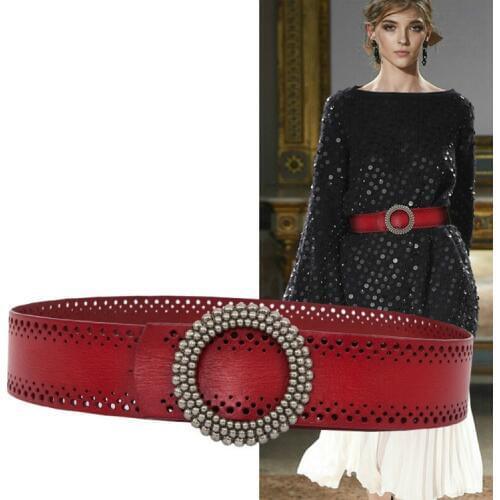 Apparel Accessories 5cm Wide Simple Fashion Belt For Women Full Grain Cow Leather Solid Colour Elegant Breathable Wiast Sealings