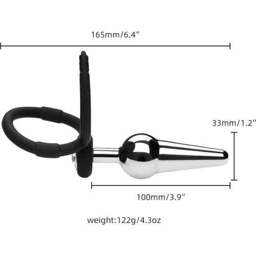 Anal Expander Butt Plug Metal Anal Plug With Silicone Penis Ring Double Cock Ring Vagina Anus Massager Sex Toys For Couples