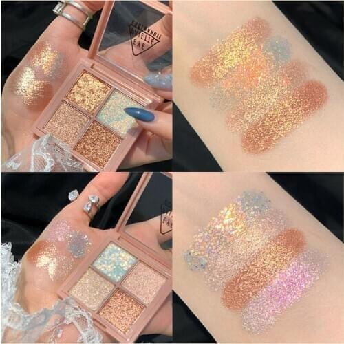 Glitter Eyeshadow Pallete Waterproof Long Lasting Matte Eye Shadow Pallete Makeup Shimmer 4 Colors Pigment Eyeshadow Maquillage
