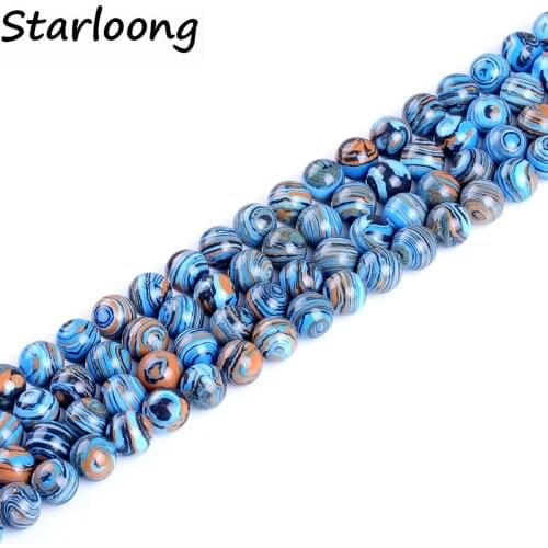 Top quality Natural blue malachite stone round loose ball Beads 15" Strand 4 6 8 10 12MM For DIY Jewelry Making bracelet