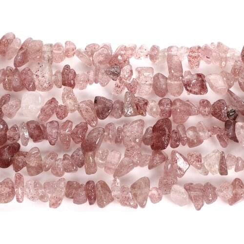 Irregular Chip Strawberry Quartz Gravel Natural Stone Beads For Jewelry Making DIY Loose Spacer Beads Necklace Bracelet Handmade