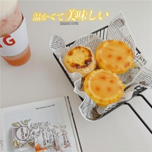 Cute Egg Tart Wireless Bluetooth Earphone Case for AirPods 2 1 Pro 3D Fun Box Soft Silicon Headset Cover