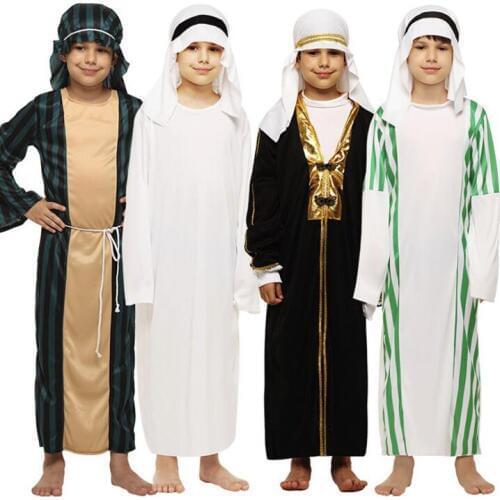 Kids Arab Arabian Costume Middle East Costume Robe Boy Child Prince Clothes Halloween Carnival Cosplay Children Muslim Costumes