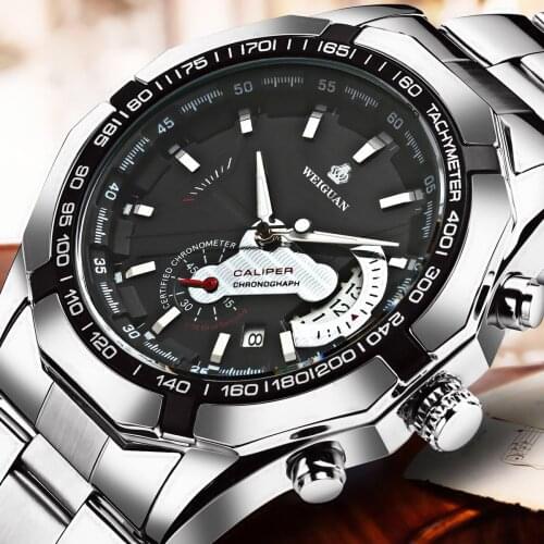 Hot Fully Automatic Movement Watch Mens Non-mechanical Watch Hollow Calendar Waterproof Night Light Fine Steel Belt Simplicity