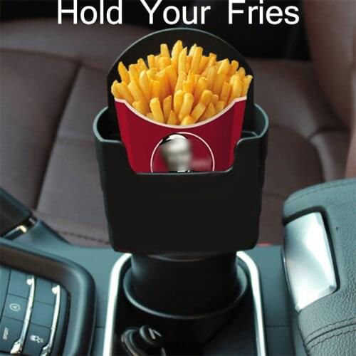 HLEST Newest Car Fries Holder Drink Food Cup Holder Food Grade Materials Storage Box Bucket Travel Eat in the car Red and Black