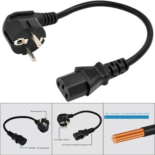 EU Power Cable Euro Type F Schuko Plug IEC C13 Power Supply Cable for PC Computer Monitor Printer TV(EU Plug)