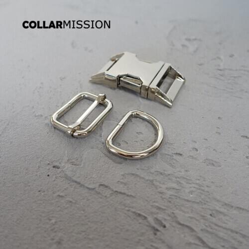 100sets/lot (metal buckle+adjust buckle+D ring/set) manufacturer high quality plated metal buckle diy 25mm dog collars parts