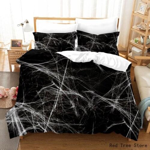 Black Marble Print Bedding Set Luxury Duvet Cover Set 2/3pcs Single Queen King Size Bed Linen Quilt Cover (No Sheet / Filling)