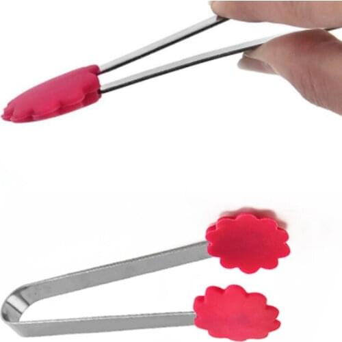 Creative Portable Small Palm Silicone Clip Non-slip Stainless Steel Mini Food Kitchen Dishes BBQ Clip Food Tong Kitchen Tool