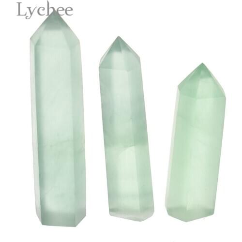 Lychee Life Crystal Green Fluorite Stone Point Healing Treatment Stone Home Crafts Decoration