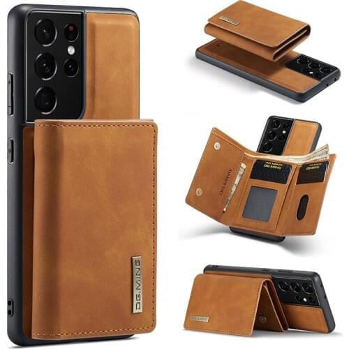 A72 A52 A42 A32 A22A71 A51 Stand Magnetic Leather Case For Samsung S21 S20 Ultra Note 20 Ultra Removable Card Holder Wallet Case