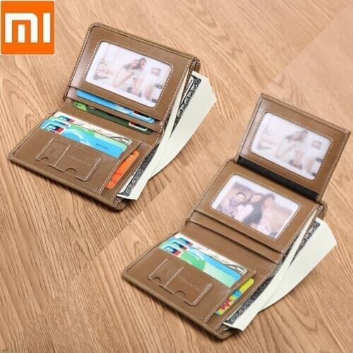Xiaomi Fashion casual men Small Money Purses Wallets Vintage cowhide Multi-card male wallet Card package Coin Purse