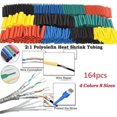 164PCS Multicolor Insulated Flame Retardant Heat Shrinkable Tube Set High Temperature Resistance And Long Service Life