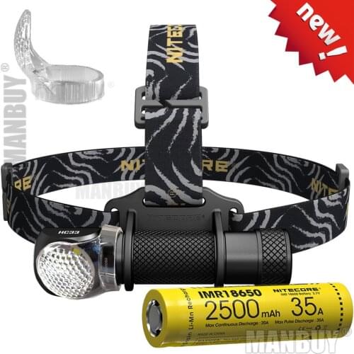 SALE NITECORE HC33 1800LMs Headlamp 3500mAh 8A Rechargeable Battery Headlight Waterproof Flashlight Camping Travel Free Shipping