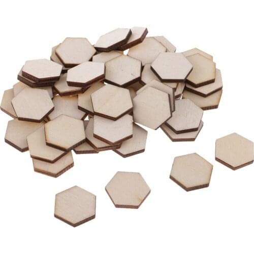 54pc Unfinished Wood Pieces -Wooden Hexagon Cutout Tiles, Natural Rustic Craft Wood for Home Decoration, DIY Supplies
