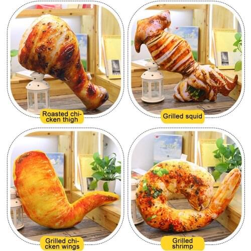 2021 New Creative Simulational Plush Grilled Shrimp Shape Pillow Funny Food Nap Pillow And Cushion Kids Toy Girl Birthday Gifts