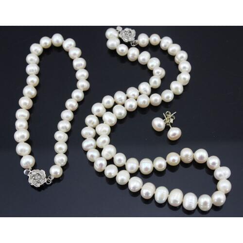 New!Fashion Pearl Necklace Bracelet Earrings Sets Nigerian Wedding African Beads Bridal Jewelry Sets Pearl Jewelry Set PL5088