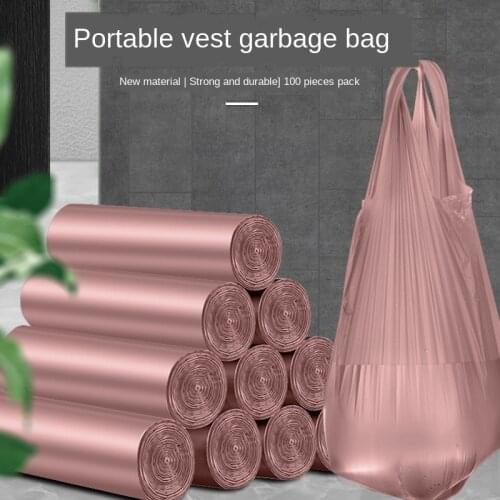 Source garbage bags household portable thickened affordable kitchen black vest type large garbage bucket plastic bags