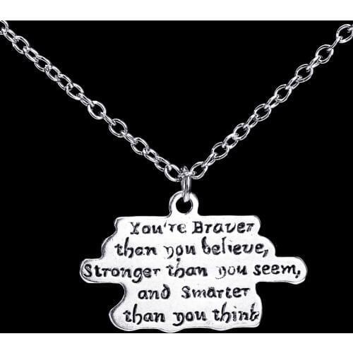 You are Braver Than You Believe Stronger Than You Seem Smarter Than Think Pendant Necklace Jewelry Gifts For Child Daughter Son
