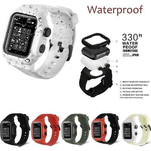 Sport Strap For Apple Watch Band Waterproof Case 44mm 42mm iWatch Series 5 4 3 2 Silicone Wrist Bands Bracelet Protective Cover