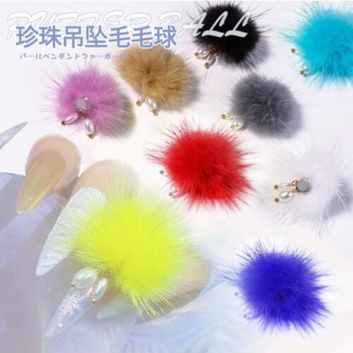 12 Colors Detachable Hairy Ball Nail Art Decorations with Magnet 3D Cute Hair Flower Balls Manicure UV Gel Polish Decoration