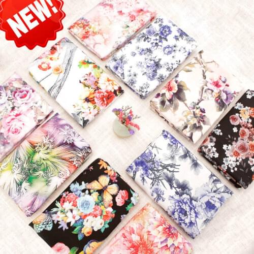 145cmx50cm 50 Counts Silk Cotton Silk Fabric High-end Digital Printed Cotton Fabric Summer Dress Pants DIY Apparel Sewing Fabric