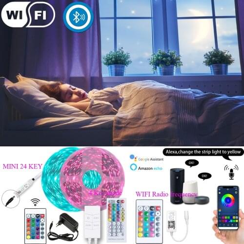 PIRTSDE 40M Bluetooth Led Strips Lights 5050 Waterproof WIFI RGB Flexible Tape Led Ribbon 5M 10M 15M 20M With Phone APP Control