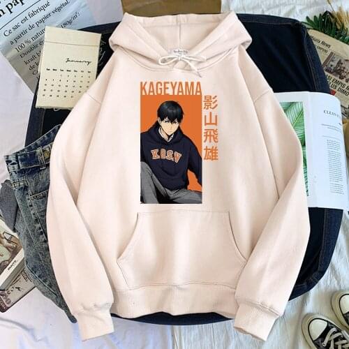 Anime Haikyuu Kageyama Tobio Hoodies Loose Aesthetic Clothing For Male Retro Casual Tracksuit Comfortable Hooded Sweatshirts