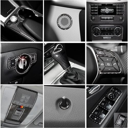 Carbon Fiber For Mercedes Benz GLK X204 Car Interior Gearshift AC CD button Panel Door Armrest Cover Trim Stickers Accessories