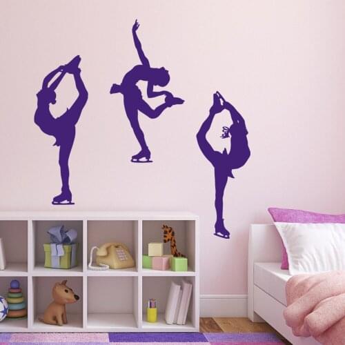 Girls Room Decoration Ice Skating Dance Sports Wall Sticker Vinyl PVC Home Decor Wall Murals KK