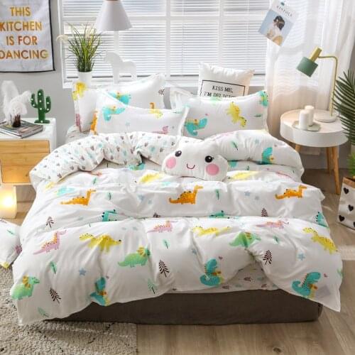 Cartoon dinosaurs bedding set king queen double single size duvet cover flat sheet pillow case for kids