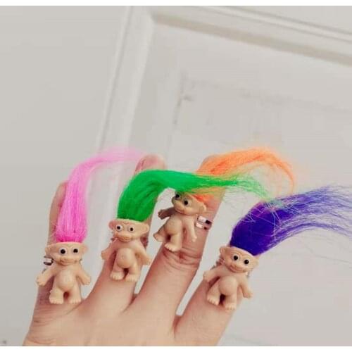 Vintage Doll Open Rings For Women Cute Cartoon Ugly Long Hair Baby Doll Adjustable Finger Rings Party