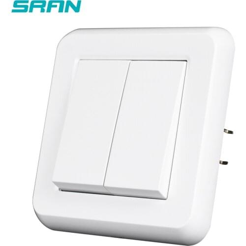 SRAN light switch 2gang 1way 16A 250V New flame retardant PC panel white 82mm * 82mm wall switch eu