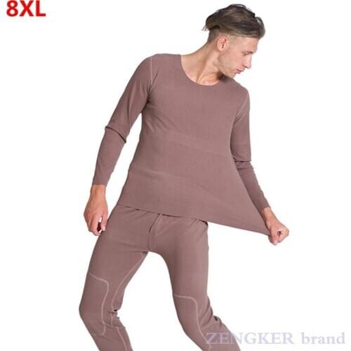 Winter mens thermal underwear mens large size brushed patch loose thermal underwear suit 7XL 8xl long johns for men