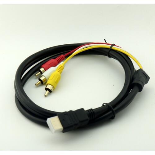 1pcs 5FT HDMI Male to 3x RCA AV Audio Video Adapter Cable Cord for 1080P TV HDTV DVD