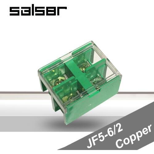 10PCS) JF5-6/2 Copper Terminal blocks 40A/2P 660V Universal DIN Rail Mounted Wire Dual Row connector 2.5-6mm2
