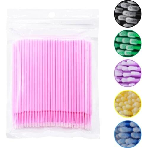 100PCS/50PCS Disposable Colorful Cotton Swabs MicroBrush Eyelashes Extension Cleaning Swab Cosmetic Tool