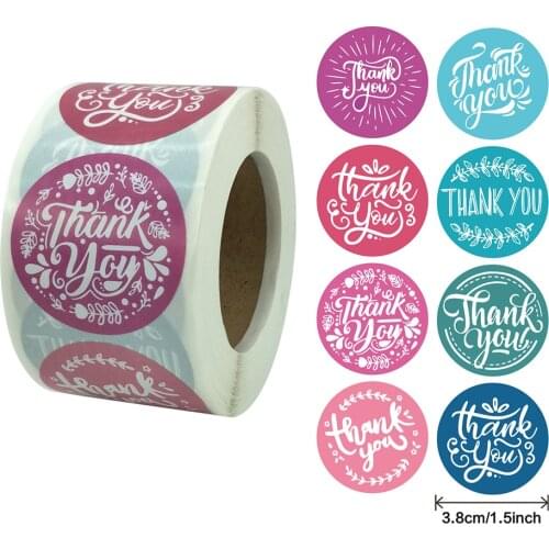 500pcs Cute 3.8cm Color Thank You Stickers Envelop Sealing Decoration Label Stationery Sticker