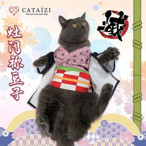 Anime Demon Slayer Kamado Nezuko Cat Dog Kimono Haori Clothes Kimetsu No Yaiba Kamado Tanjirou Spring Summer Cloak Yukata Cos