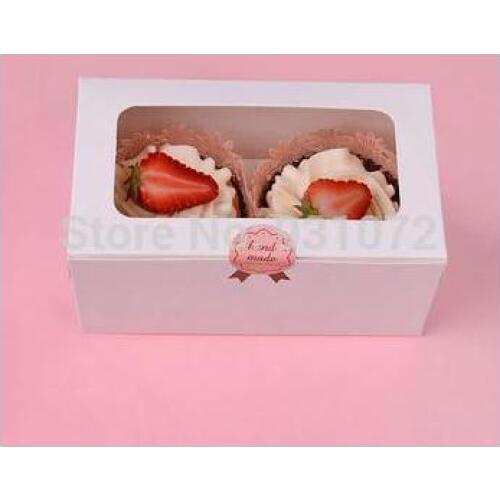 Free shipping Paper 2 Cupcake white box with pvc window candy cake box 1000PCS/LOT Item No