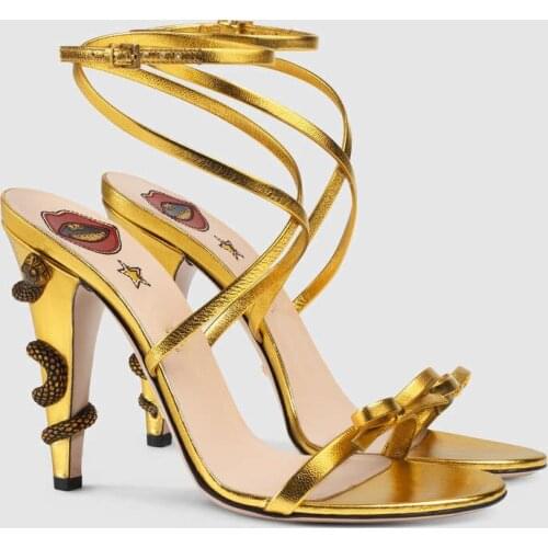 Summer strap new special offer small snake stiletto high-heeled strap fashion sandals banquet dress large size womens shoes