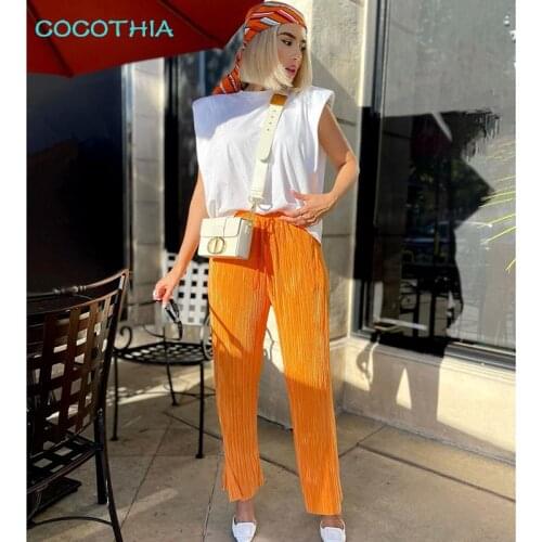 Женские брюки с высокой талией COCOTHIA China At AliExpress