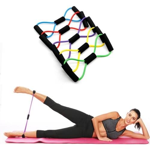 8 Word Shaped TPE Fitness Yoga Gum Resistance Rubber Band Tube Workout Chest Expander Elastic Muscle Training Tension Rope