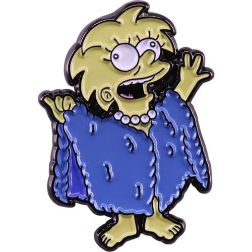 Lisa Enamel Pin Lizard queen brooch America cartoon figure jewelry