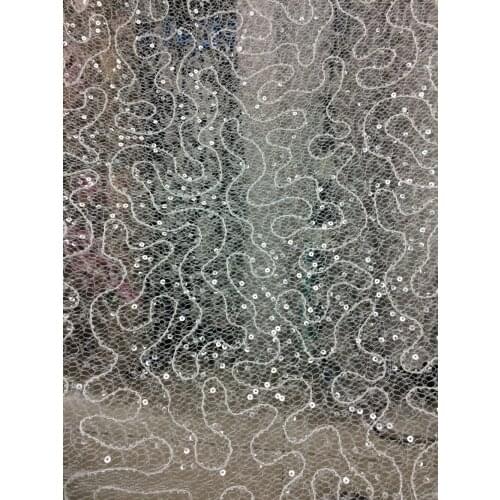 French Lace Fabric High Quality African Tulle Lace Fabric SYJ-102944 With sequins