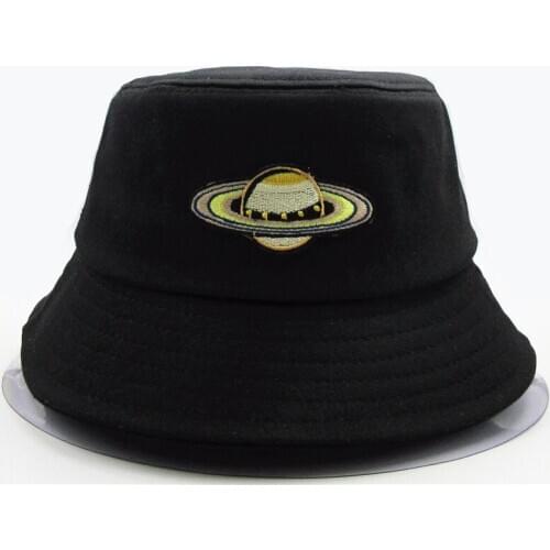 LDSLYJR Planet embroidery cotton Bucket Hat Fisherman Hat outdoor travel Sun Cap Hats for men and Women 262