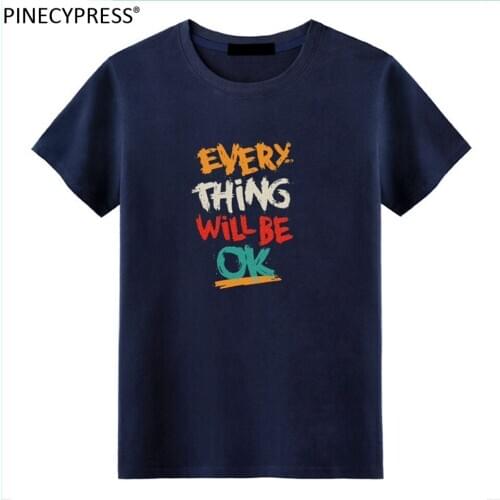 Quality 100% Cotton Asian Size Anti-static Short Sleeve Men T Shirt Fashion Letters Printed White Blue Summer O-neck Man T-shirt