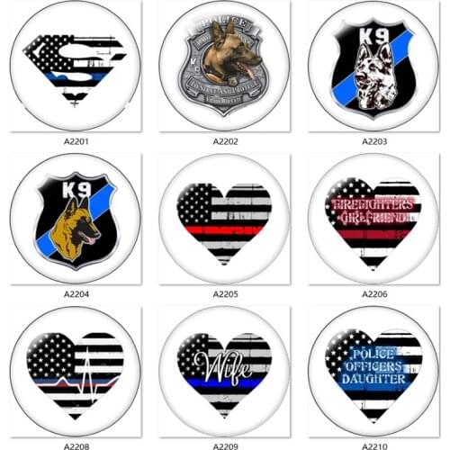 LOVE POLICE DOG WIFE 12mm/18mm Round glass cabochon flat back Making findings snap button jewelry A2201